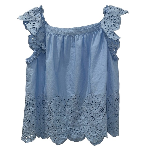 Crown & Ivy Light Blue Cotton Eyelet Blouse Size XL - Picture 3 of 5